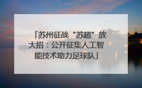 苏州征战“苏超”放大招：公开征集人工智能技术助力足球队